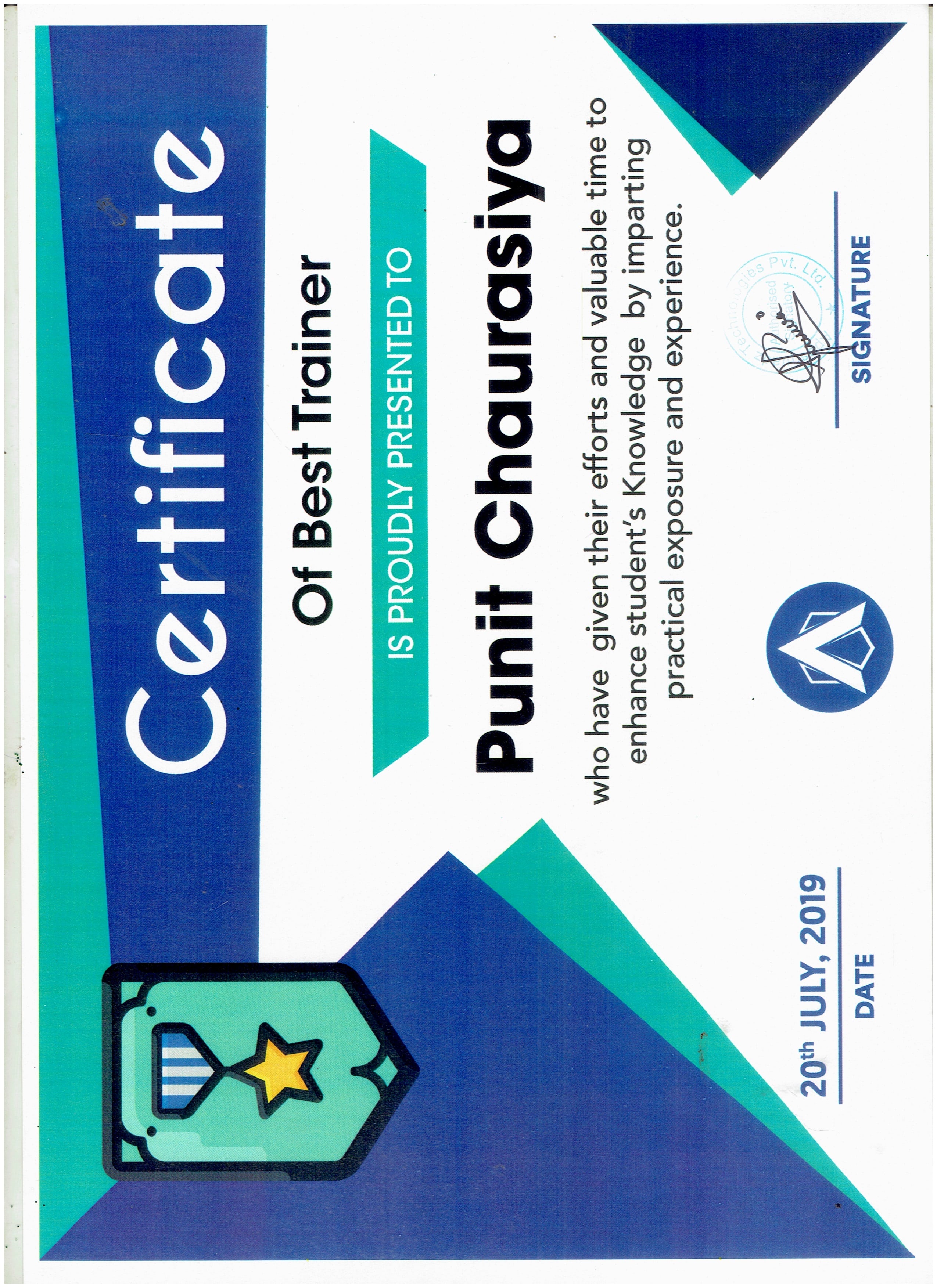 Appreciation certificate from AppsSquadz