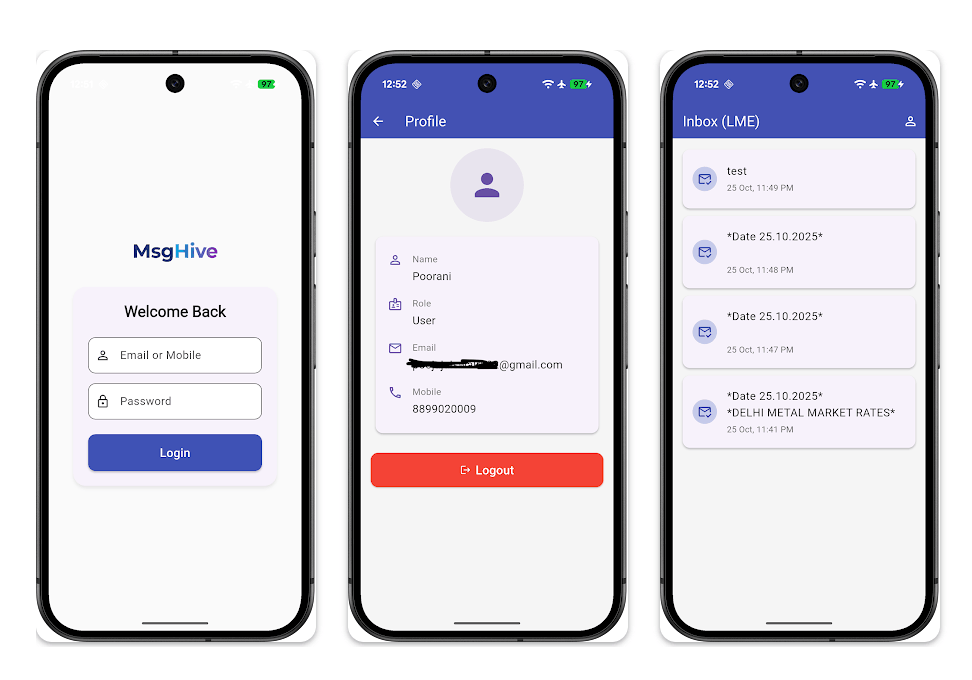 MSG Hive App Interface