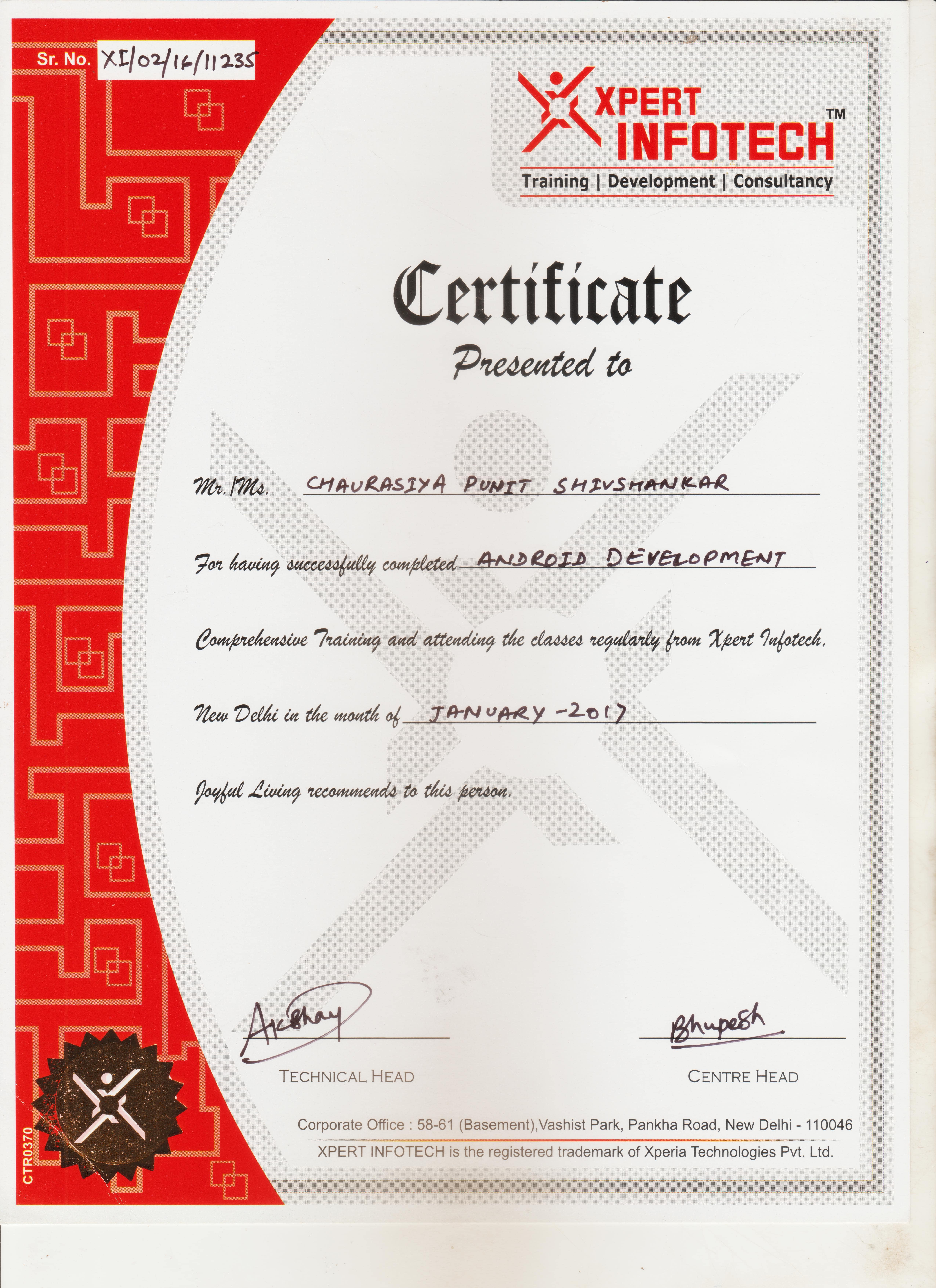 Xpert Experience letter and certificate